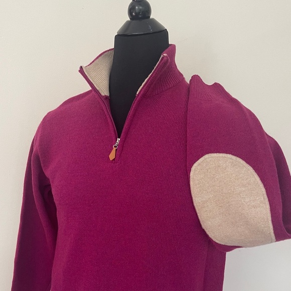 New Hugo Boss Sweater S size Half Zip Burgundy Red Wool Pullover Sweater - Picture 1 of 7